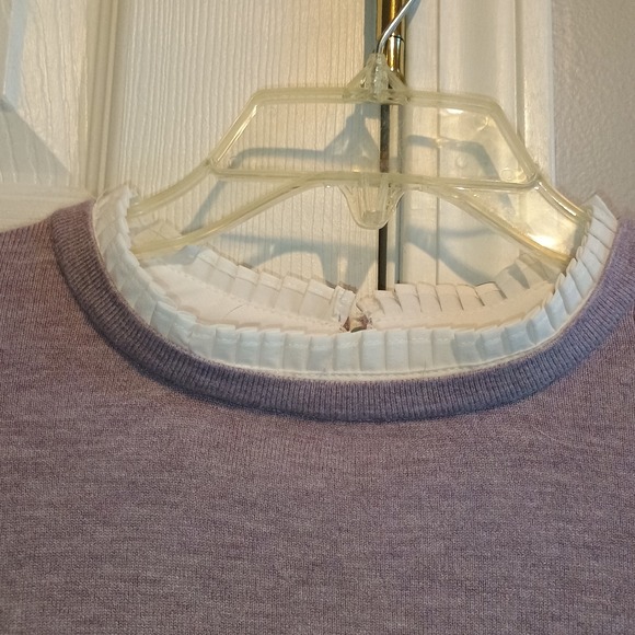 Vila Milano Lilac Pleated Trim Sweater Women's Medium Made in Italy  keyhole - Picture 4 of 13